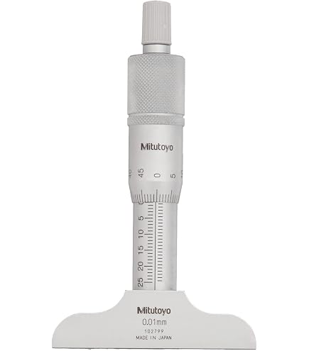 Mitutoyo 128-105 Vernier Depth Gauge, Micrometer Type, 0-1